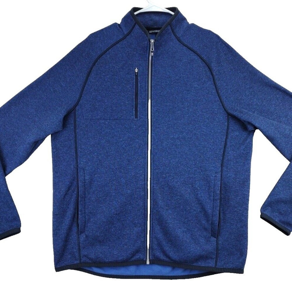 Cutter & Buck Men Blue Full Zip Fleece Jacket Size XL TG